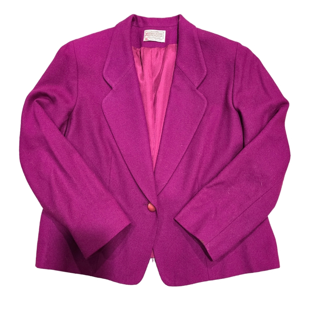 Pendleton Vintage Purple Blazer 100% Virgin Wool Size Medium